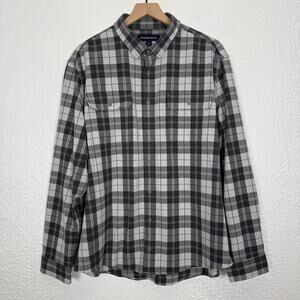 Mizzen+Main Men's Tonal Gray Plaid Upstate Flannel Button Down Shirt Size XL